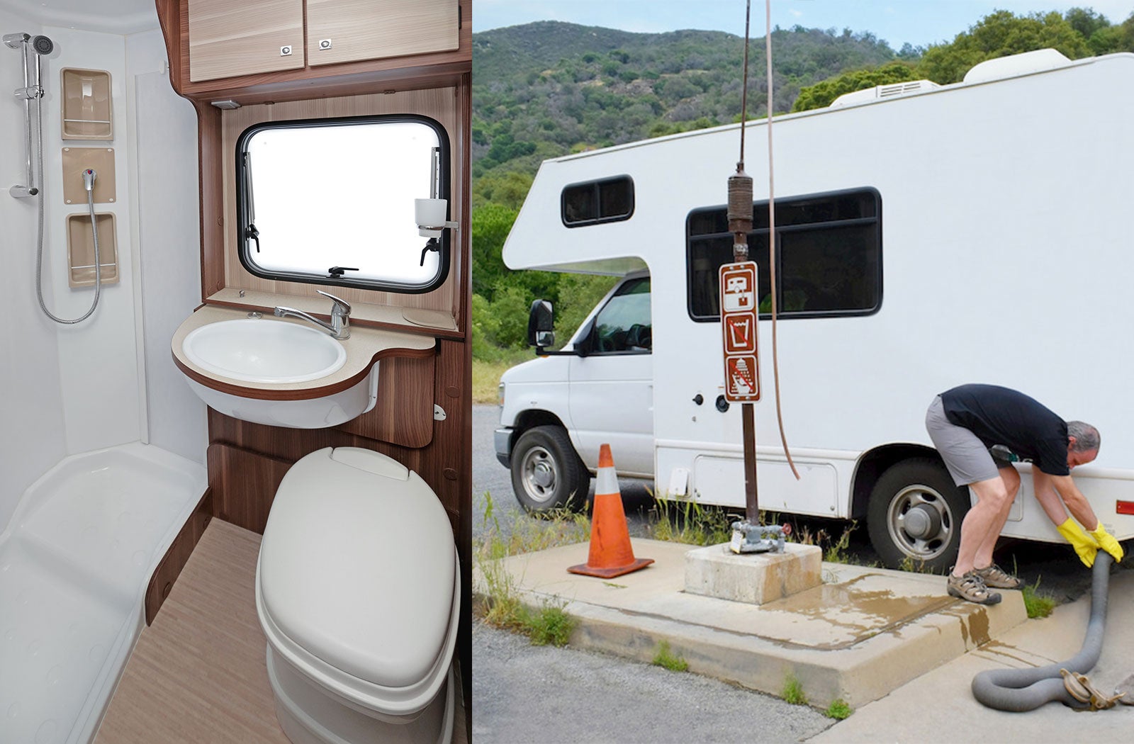 Portable RV/camper toilet and holding tank setup in Salem, Oregon